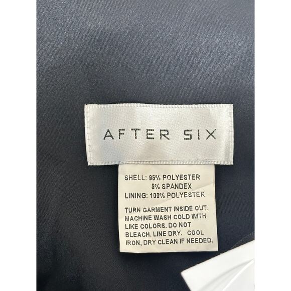 After Six NWT Black One-Shoulder Cat-Eye Neckline Satin Maxi Dress Formal 6 - Picture 5 of 8